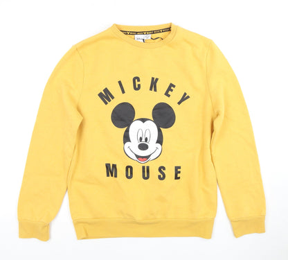 Preloved Disney Women's Yellow XS Mickey Mouse Pullover Sweatshirt - Front