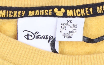 Preloved Disney Women's Yellow XS Mickey Mouse Pullover Sweatshirt - Detail