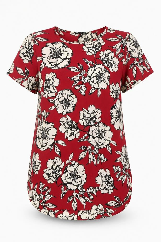 New Look Women's Red Floral Blouse Size 10
