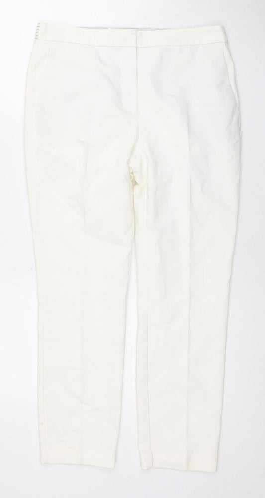 Zara Women's Ivory Trousers, Size L, Cotton Blend