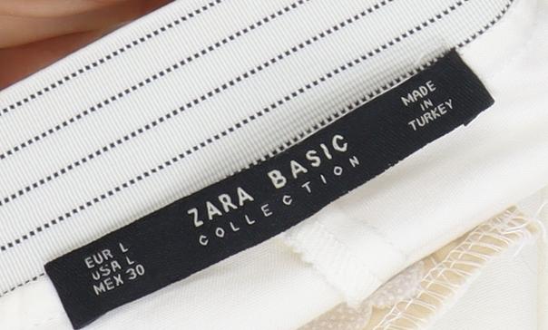 Zara Women's Ivory Trousers, Size L, Cotton Blend