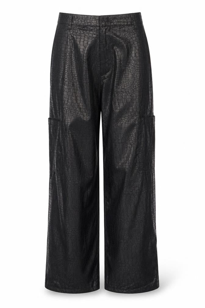 PrettyLittleThing Women's Black Animal Print Trousers Size 8