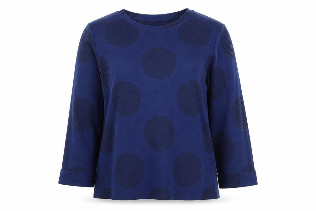 Marks & Spencer Women's Blue Polka Dot Long Sleeve T-Shirt