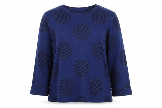 Marks and Spencer Women's Blue Polka Dot Long Sleeve T-Shirt