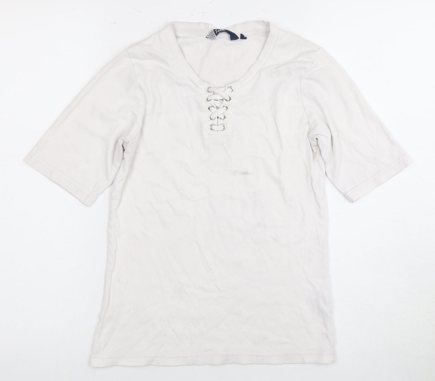 Isle Women's White Lace-Up T-Shirt Size 10-12