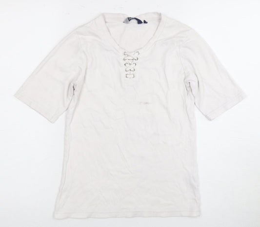 Isle Women's White Lace-Up T-Shirt Size 10-12
