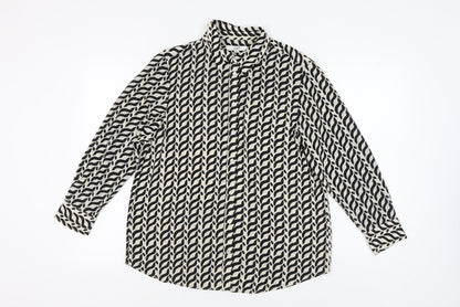 Marks & Spencer Women's Black Geometric Button-Up Shirt
