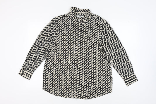 Marks and Spencer Women's Black Geometric Button-Up Shirt