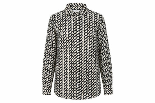 Marks and Spencer Women's Black Geometric Button-Up Shirt