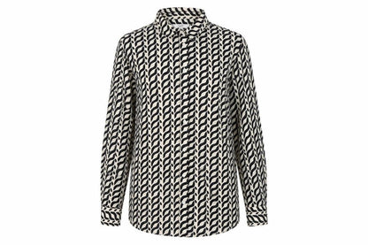 Marks & Spencer Women's Black Geometric Button-Up Shirt