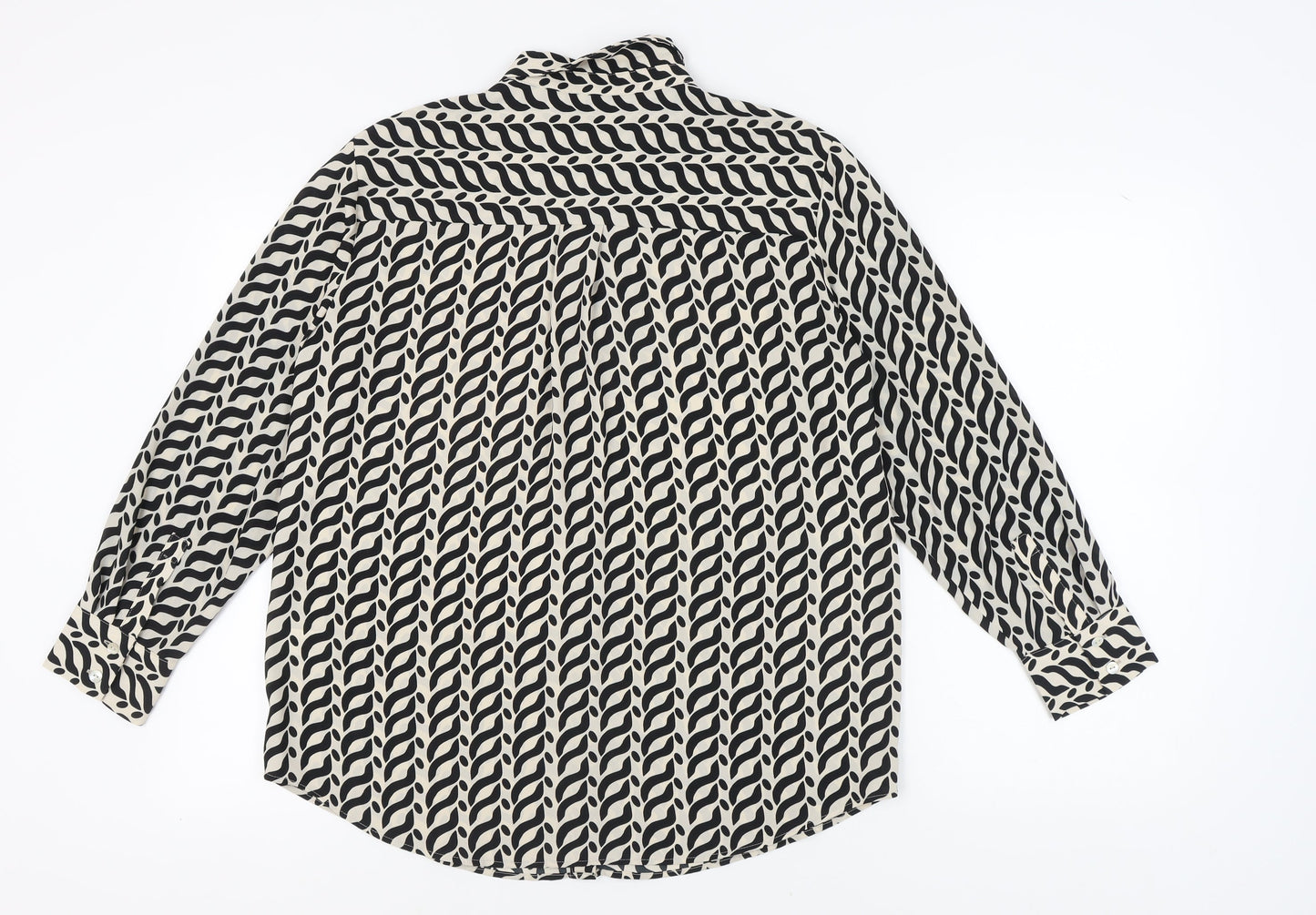 Marks and Spencer Women's Black Geometric Button-Up Shirt