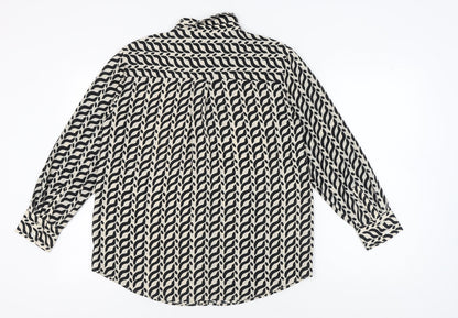 Marks & Spencer Women's Black Geometric Button-Up Shirt