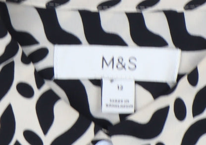 Marks & Spencer Women's Black Geometric Button-Up Shirt
