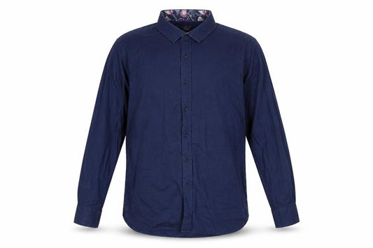 Feraud Vintage Men's Blue Button-Up Shirt, Size 17.5