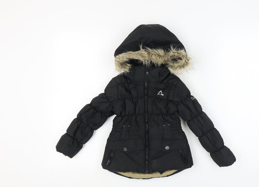 Dare 2b Boys Black Puffer Jacket with Fur Trim 3-4 Years