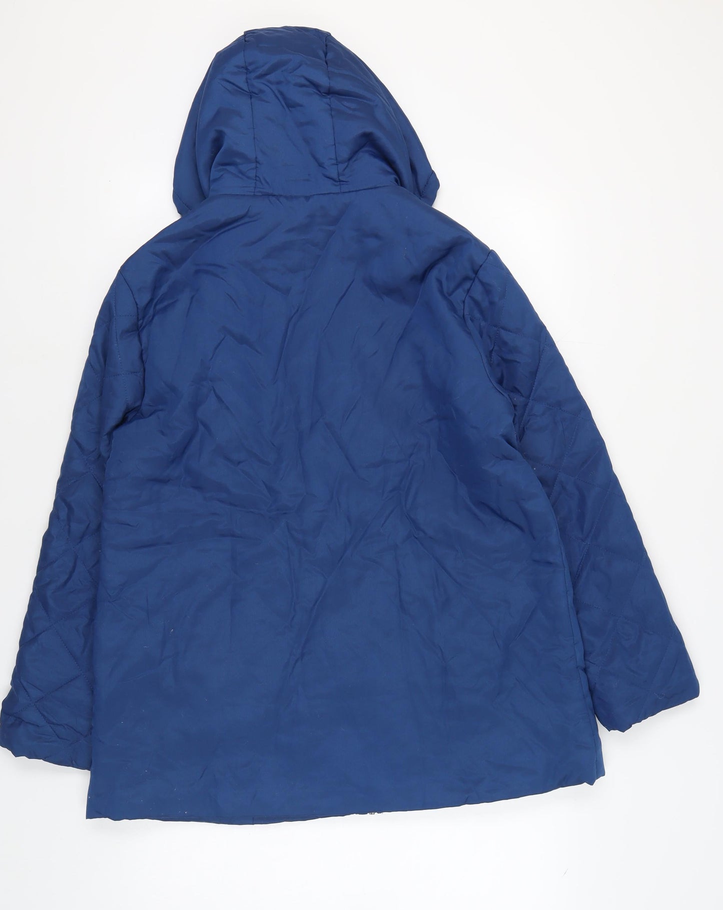 Anne de Lancay Women's Blue Puffer Jacket M Hooded Winter