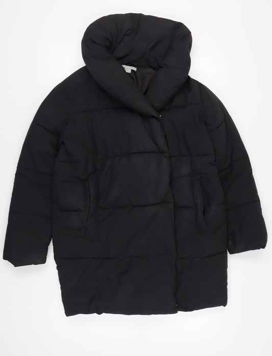 H&M Women's Black Puffer Jacket Size 8 Winter Coat