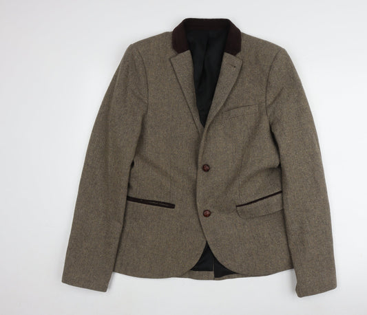 Topman Men's Brown Single-Breasted Blazer 40