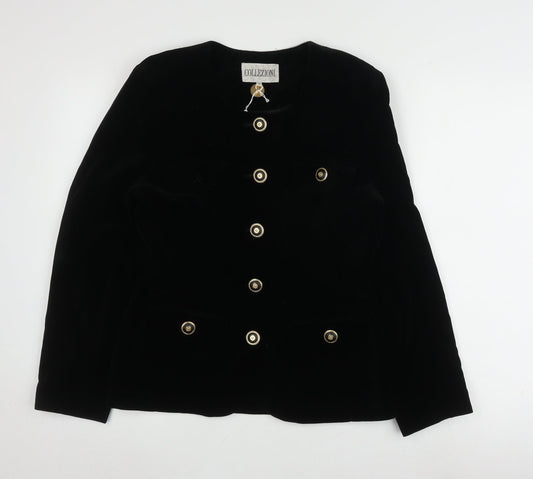 Collezioni Women's Black Cotton Button Jacket Size 12
