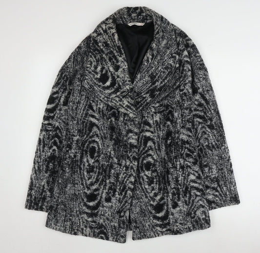 Isaac Mizrahi Women's Grey Geometric Coat M
