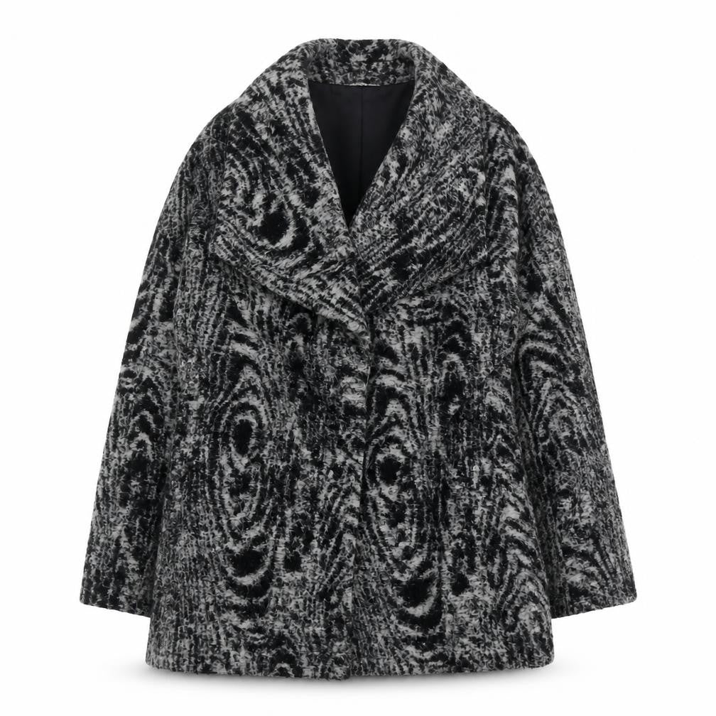 Isaac Mizrahi Women's Grey Geometric Coat M