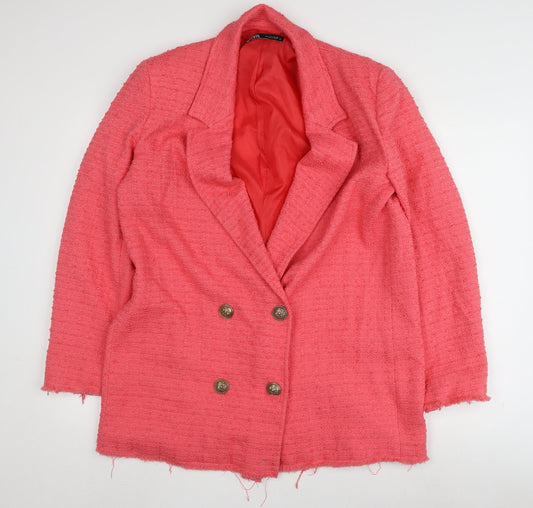 Zara Women's Pink Blazer, Size L, Button Accents