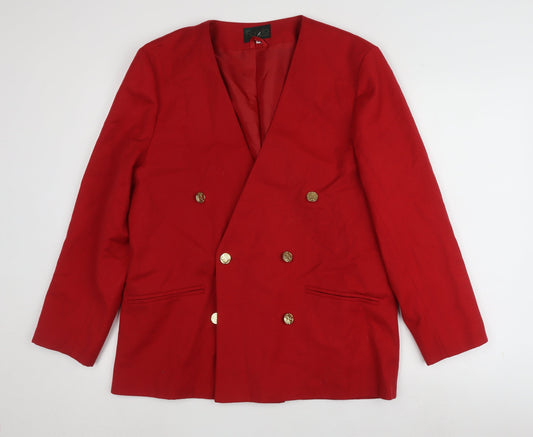 Fiorella Women's Red Wool Blazer, Size 14