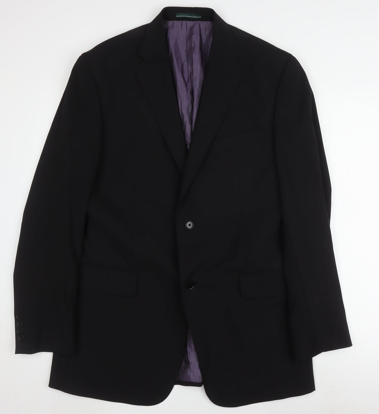 Greenwoods Black Men's Blazer, Single-Breasted, Size 42L
