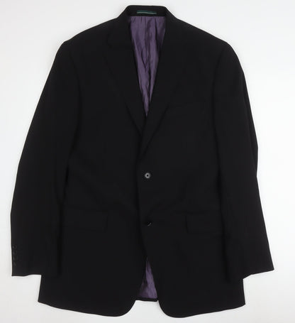 Greenwoods Black Men's Blazer, Single-Breasted, Size 42L