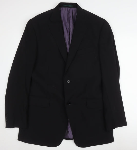 Greenwoods Black Men's Blazer, Single-Breasted, Size 42L