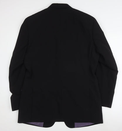 Greenwoods Black Men's Blazer, Single-Breasted, Size 42L