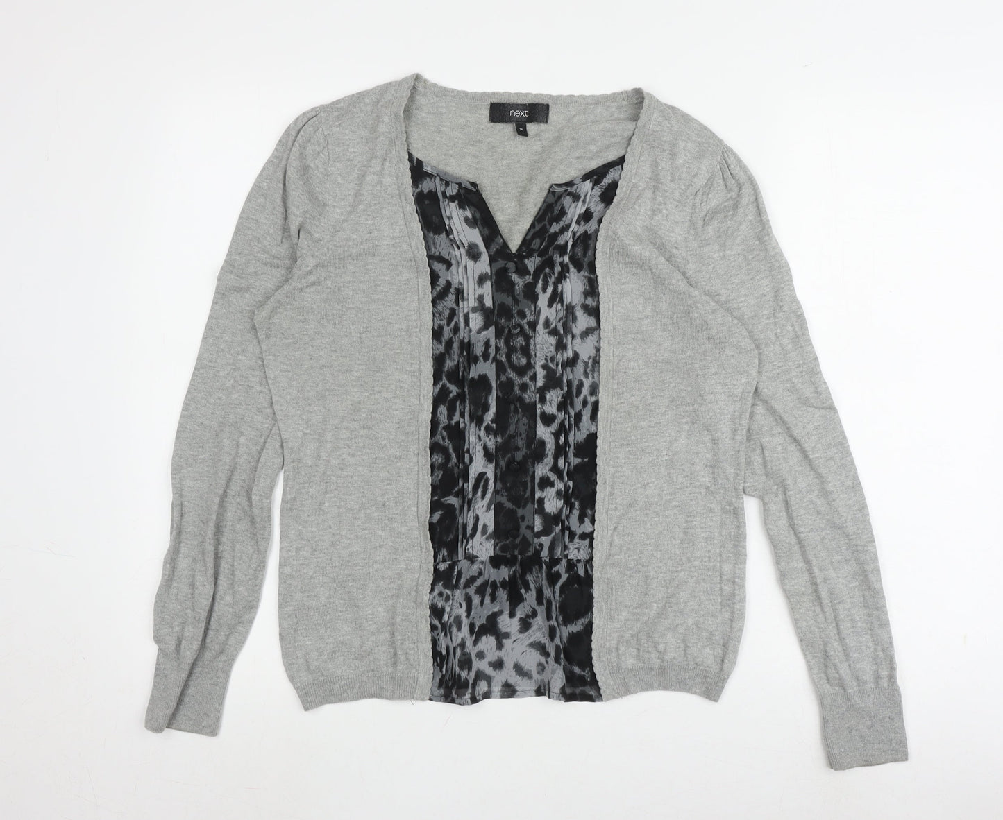 Next Women's Grey Knit Top UK 14, Long Sleeve