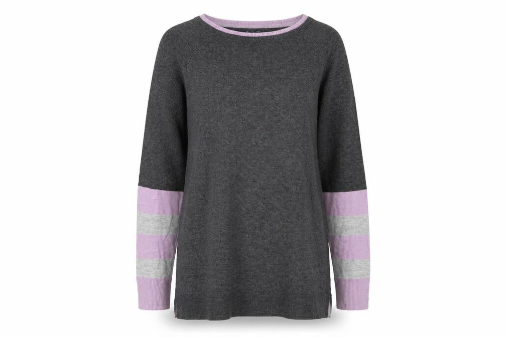 Laura Ashley Women's Grey Striped Jumper UK 10