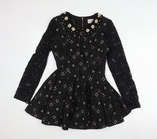 Darcy Women's Black XS Fit & Flare Floral Lace Dress