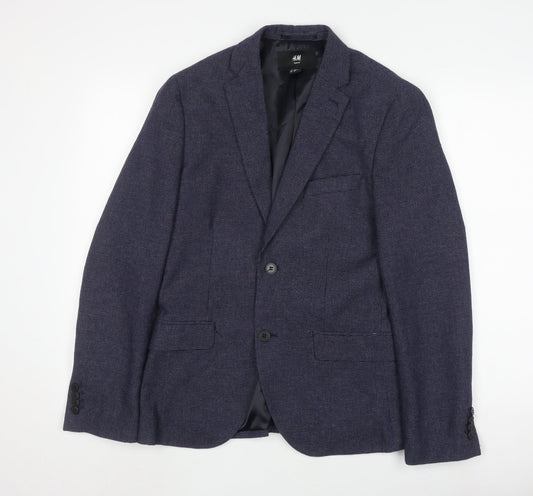 H&M Men's Blue Check Blazer Slim Fit, 36R Formal