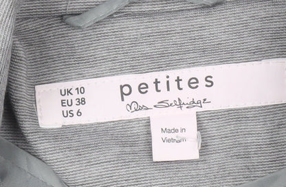 Brand and care label for Miss Selfridge Grey Petite Blazer Women, size 10, Regular Fit