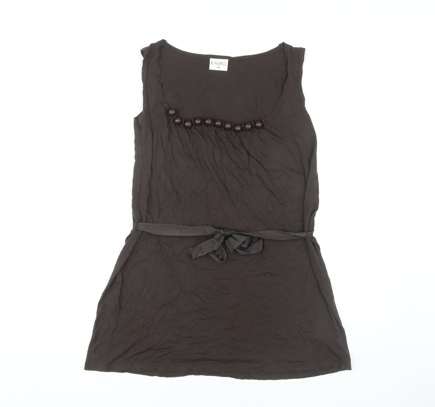 Kaliko Women's Brown Sleeveless Top, UK 10, Belted Style