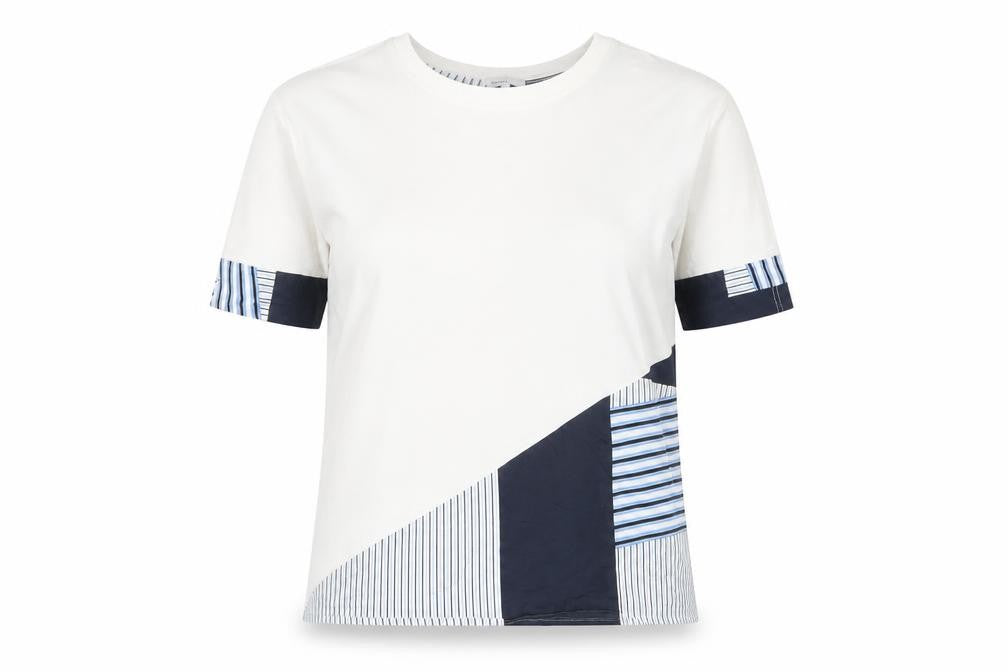 Jaeger Women's White Striped T-Shirt M