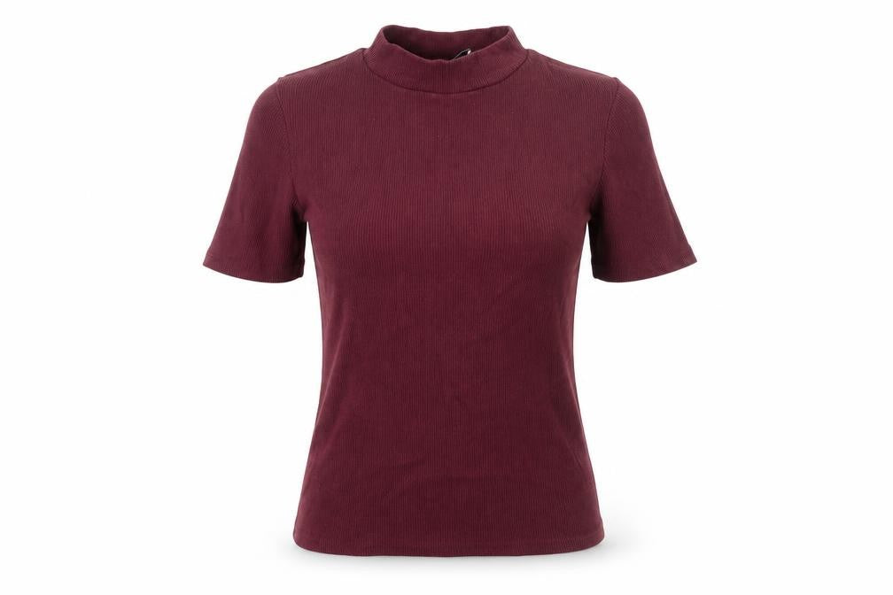 Modström Women's XS Red Mock Neck Short Sleeve Top
