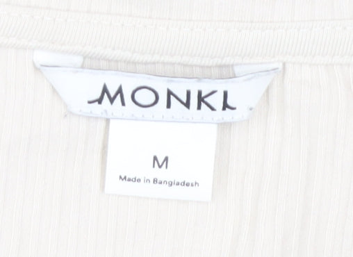 Monki Women's Beige Scoop Neck Long Sleeve T-Shirt