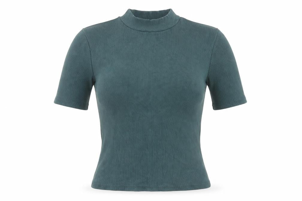Modström Women's Green XS Mock Neck T-Shirt