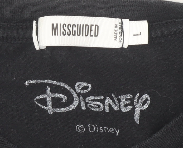 Missguided Women's Black Disney T-Shirt, Size L