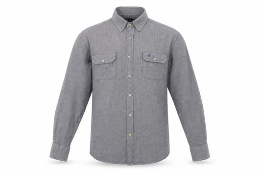 Pegasus Men's Blue Check Long Sleeve Button-Down Shirt