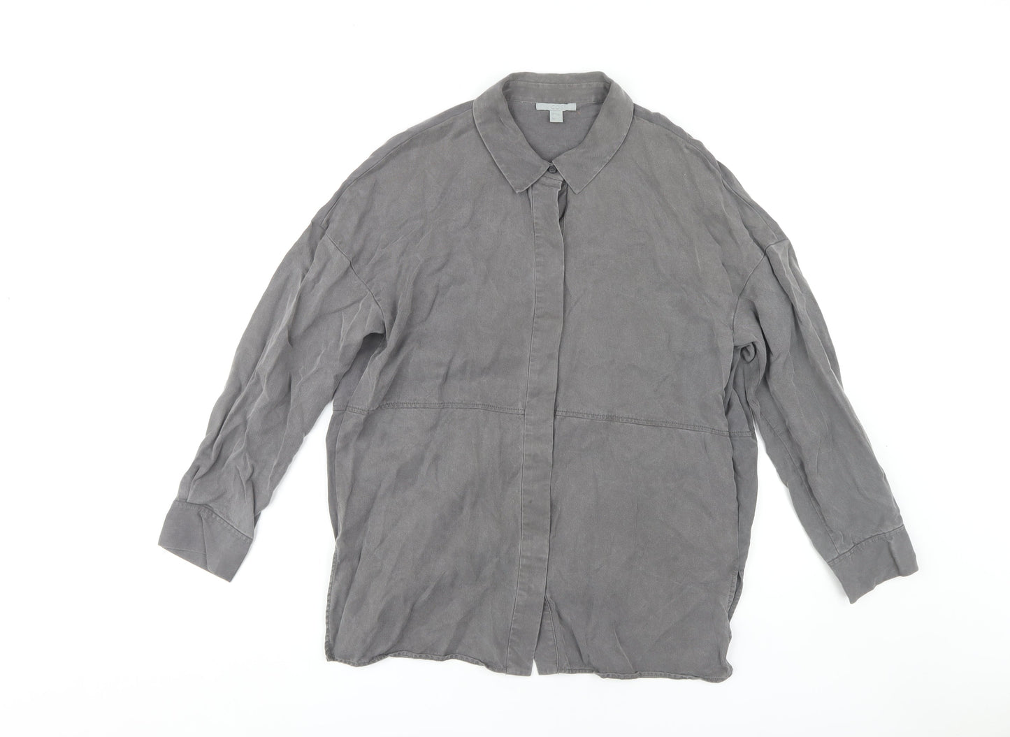 COS Women's Grey Button-Up Shirt, Size S, Regular Fit