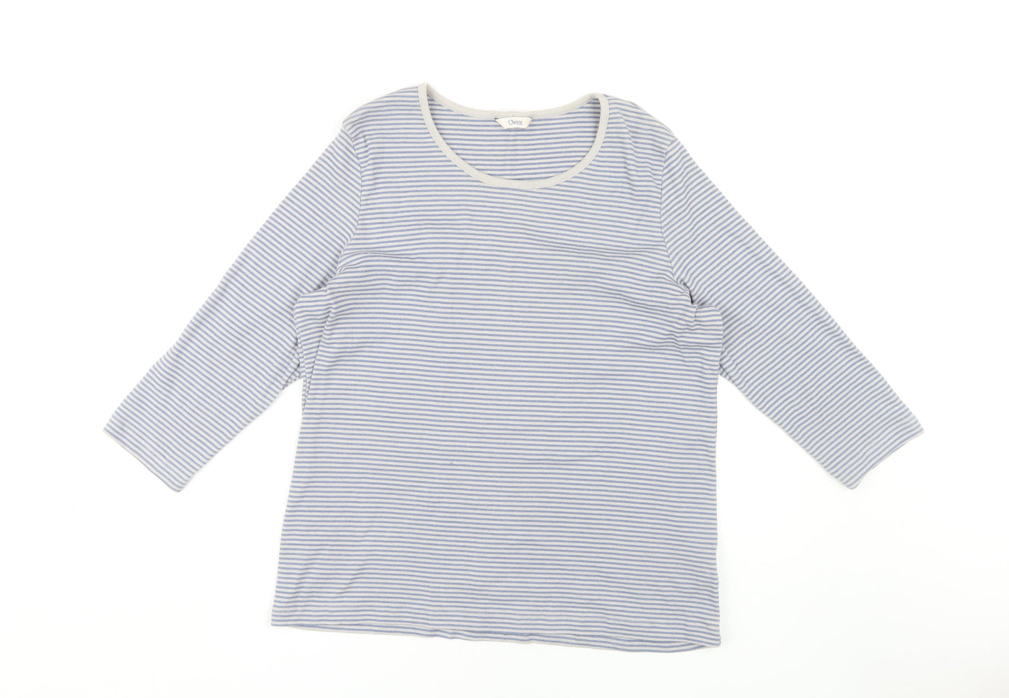 Marks and Spencer Women's Blue Striped T-Shirt, Size 16
