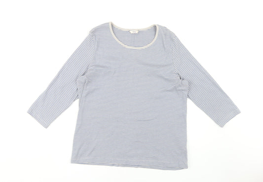 Marks and Spencer Women's Blue Striped T-Shirt, Size 16