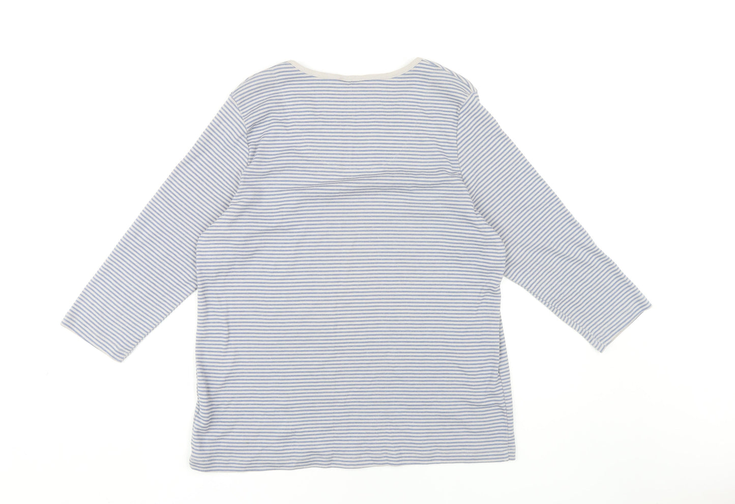 Marks and Spencer Women's Blue Striped T-Shirt, Size 16