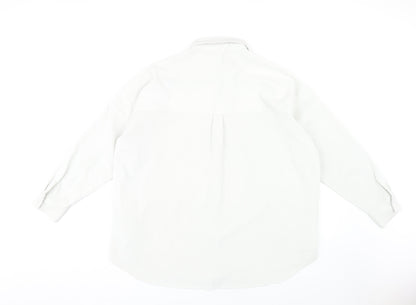 Zara Women's White Button-Up Shirt Size 2, Long Sleeve