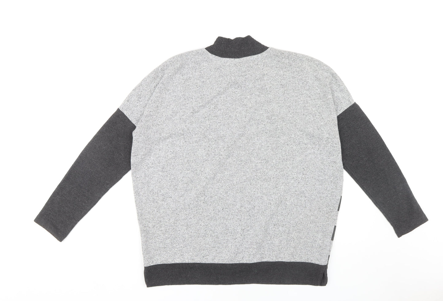 Next Women Grey Striped Mock Neck Pullover Jumper M
