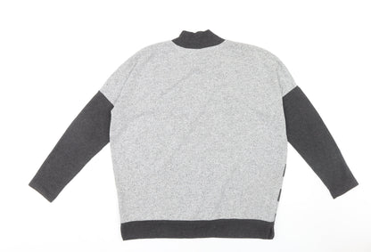 Next Women Grey Striped Mock Neck Pullover Jumper M